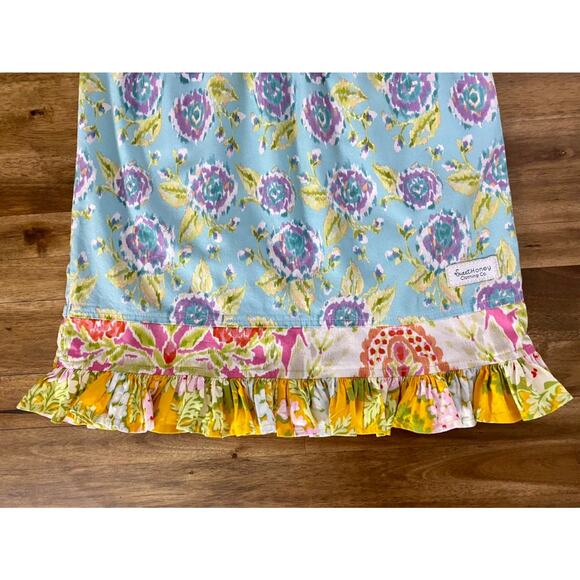 SweetHoney Blue Spring Sleeveless Swing Floral Gingham Ruffle Tunic Top 5 - Picture 4 of 7